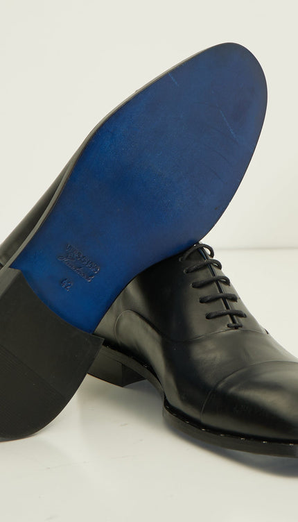 The Studded Cap Toe Oxfords Polished Leather - Black - Ron Tomson