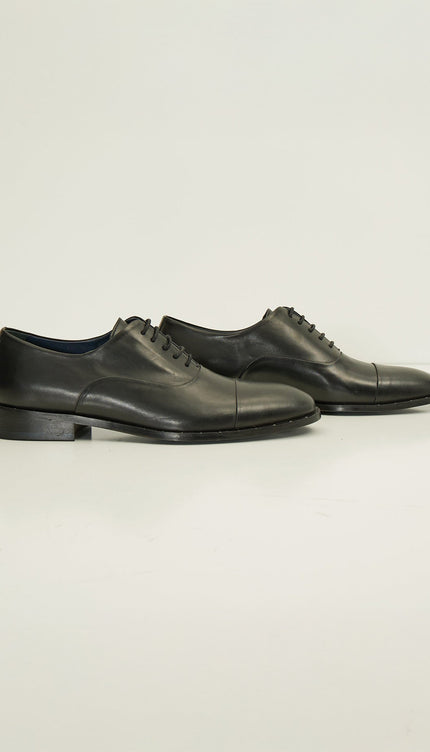 The Studded Cap Toe Oxfords Polished Leather - Black - Ron Tomson