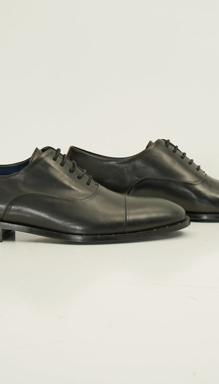 The Studded Cap Toe Oxfords Polished Leather - Black - Ron Tomson