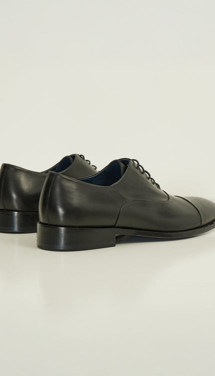 The Studded Cap Toe Oxfords Polished Leather - Black - Ron Tomson