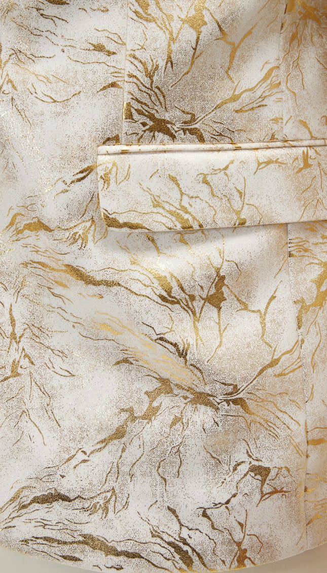 The Wet Look Electric Tuxedo Jacket - White Gold - Ron Tomson