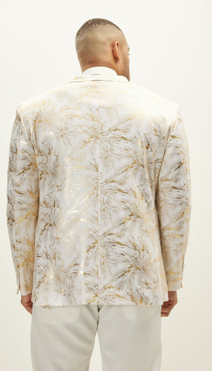The Wet Look Electric Tuxedo Jacket - White Gold - Ron Tomson