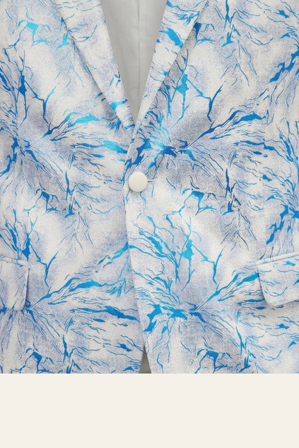 The Wet Look Electric Tuxedo Jacket - White Sax - Detail