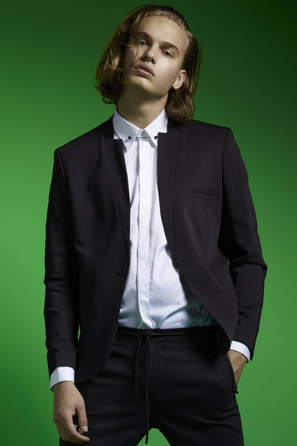 Tie-Bar Hidden Placket Dress Shirt - White - Ron Tomson