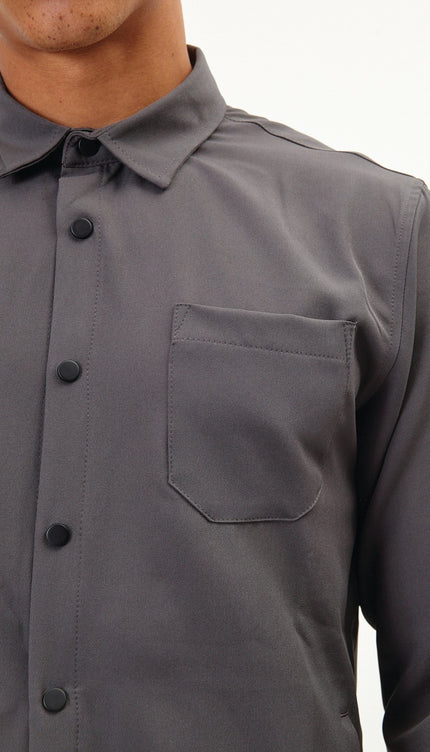 Tonal Button Up Shirt - Anthracite - Ron Tomson