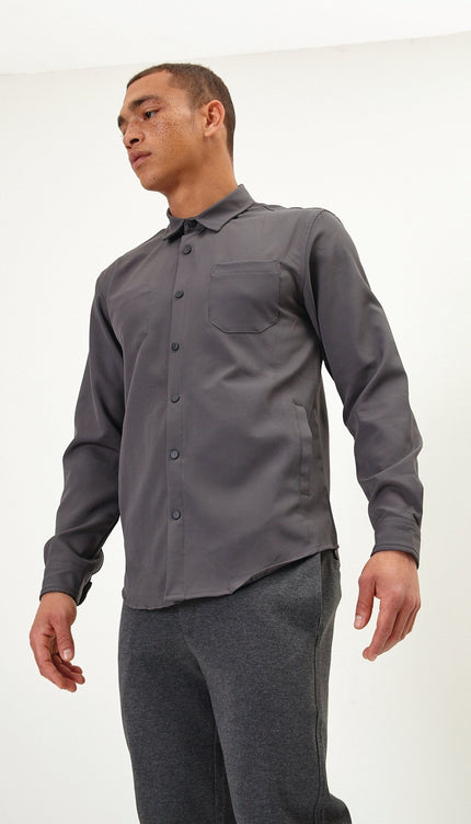 Tonal Button Up Shirt - Anthracite - Ron Tomson