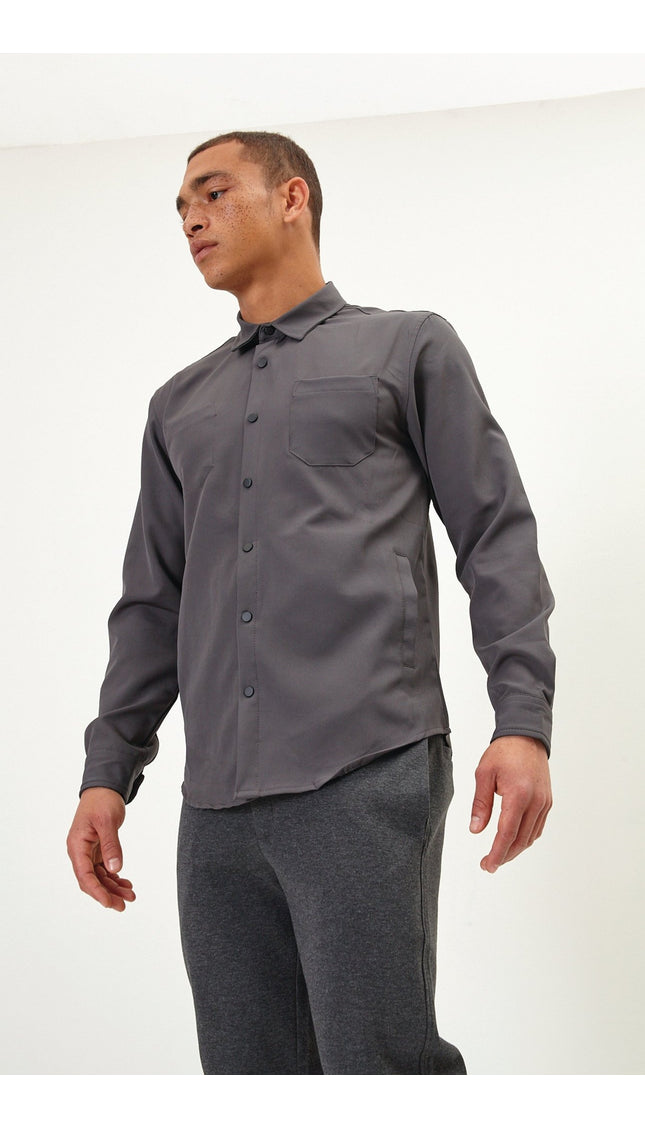 Tonal Button Up Shirt - Anthracite - Ron Tomson