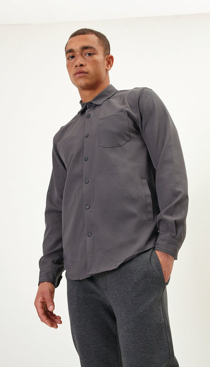 Tonal Button Up Shirt - Anthracite - Ron Tomson