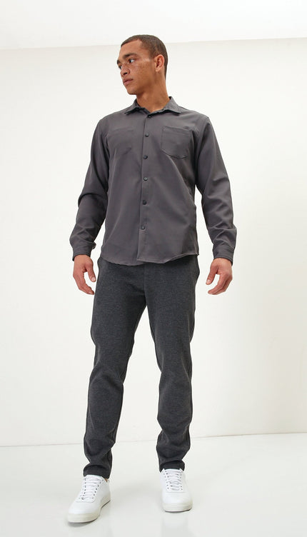 Tonal Button Up Shirt - Anthracite - Ron Tomson