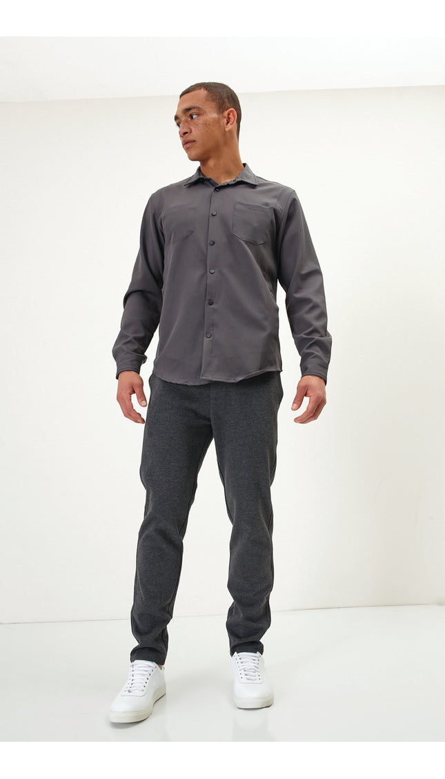 Tonal Button Up Shirt - Anthracite - Ron Tomson