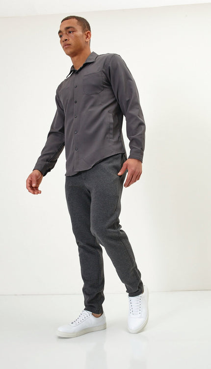 Tonal Button Up Shirt - Anthracite - Ron Tomson