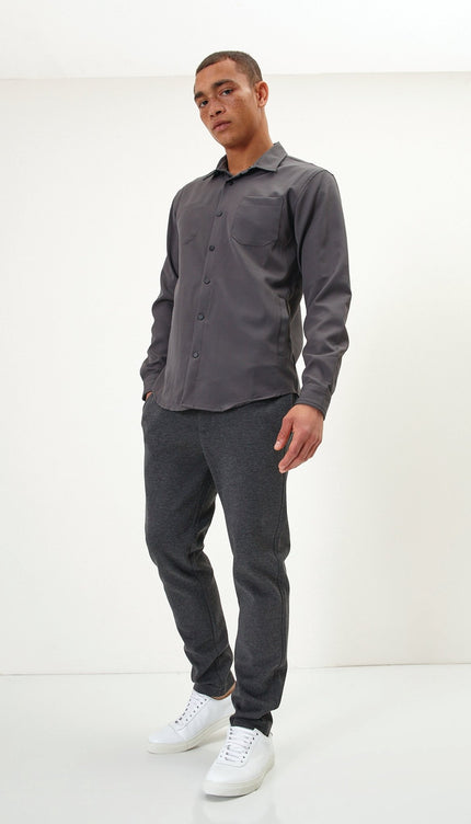 Tonal Button Up Shirt - Anthracite - Ron Tomson