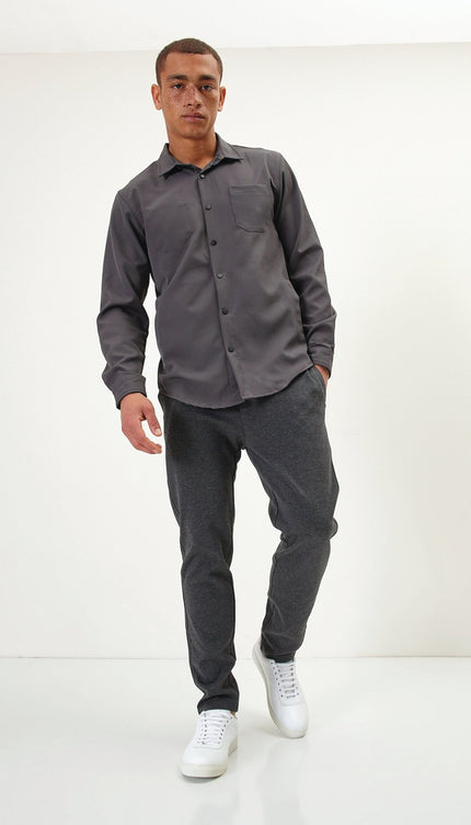 Tonal Button Up Shirt - Anthracite - Ron Tomson