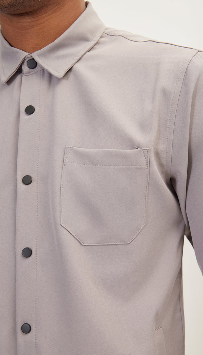 Tonal Button Up Shirt - Grey - Ron Tomson