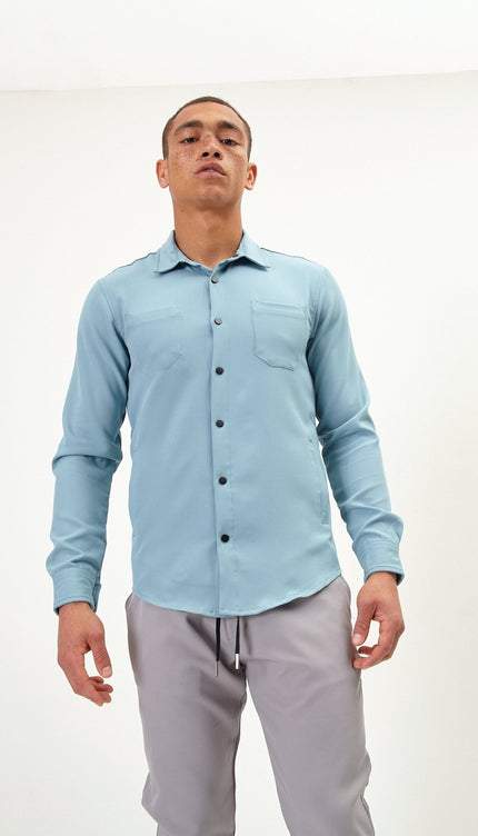 Tonal Button Up Shirt - Teal Green - Ron Tomson