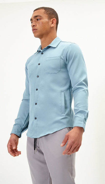 Tonal Button Up Shirt - Teal Green - Ron Tomson