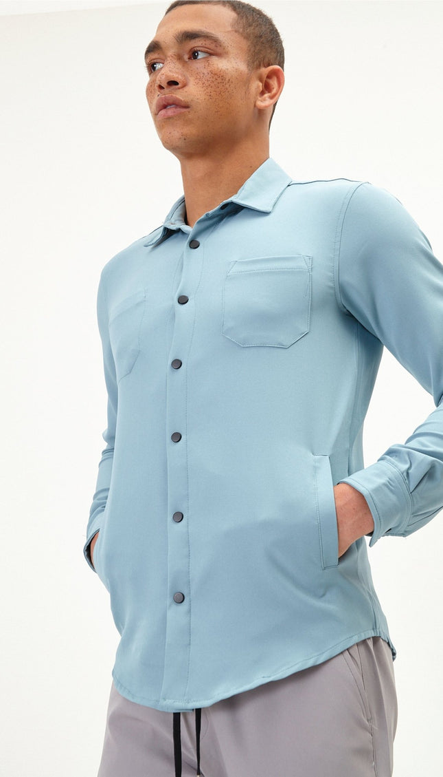 Tonal Button Up Shirt - Teal Green - Ron Tomson
