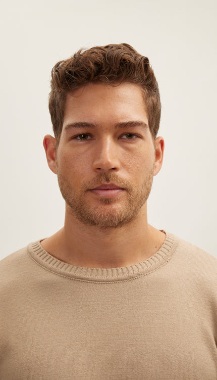 Klassischer Rundhalspullover – Braun