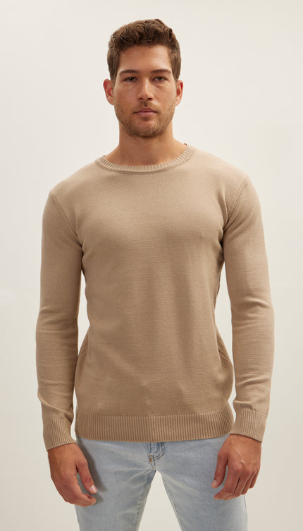 Klassischer Rundhalspullover – Braun