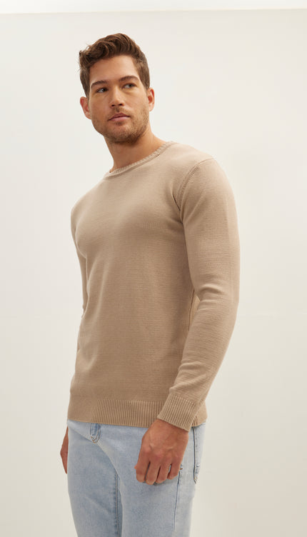Klassischer Rundhalspullover – Braun