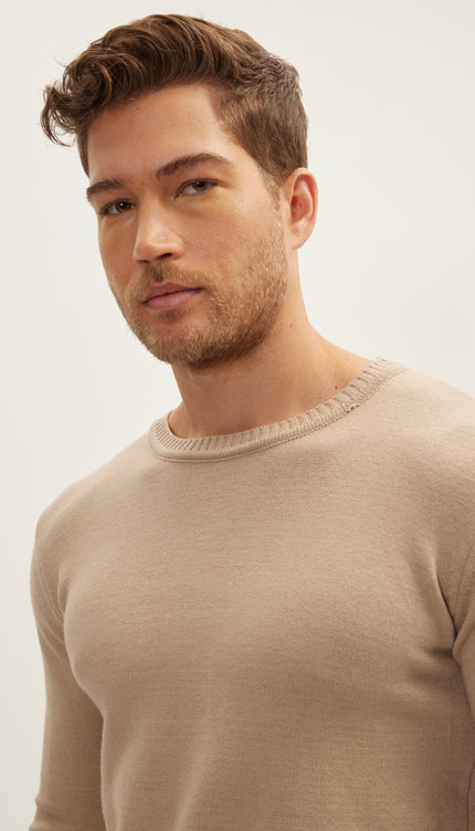 Klassischer Rundhalspullover – Braun