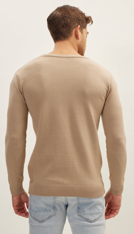 Klassischer Rundhalspullover – Braun