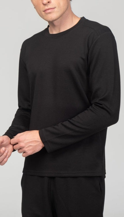 True Classic Long Sleeve Sweater - Black - Ron Tomson