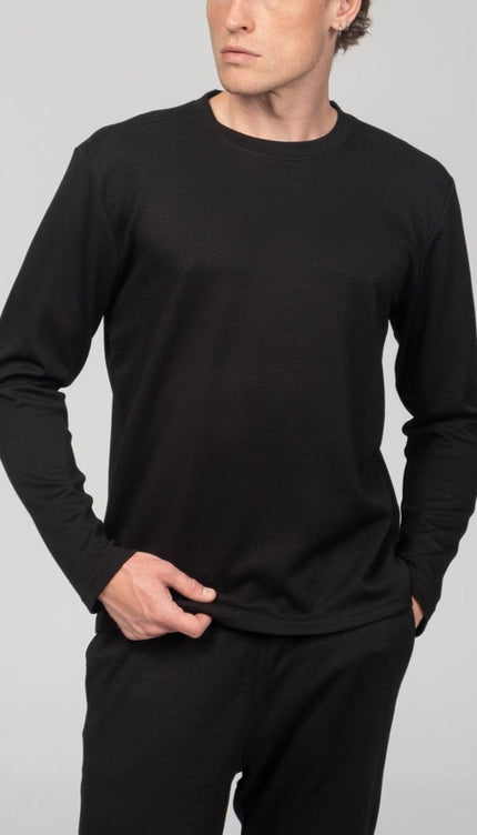 True Classic Long Sleeve Sweater - Black - Ron Tomson