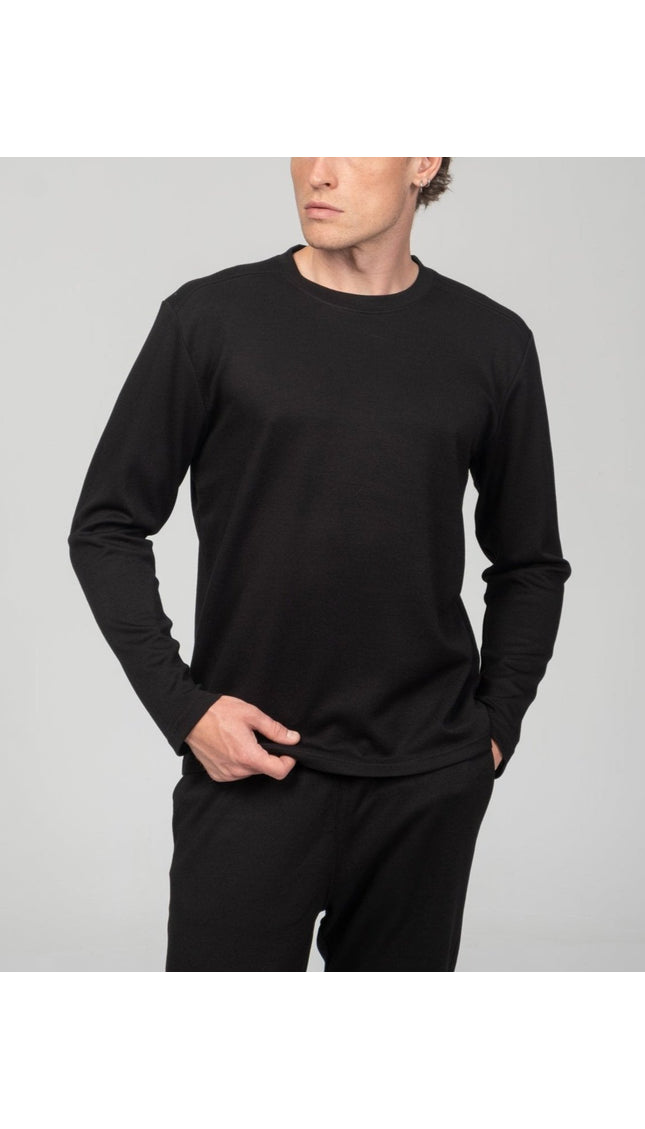 True Classic Long Sleeve Sweater - Black - Ron Tomson