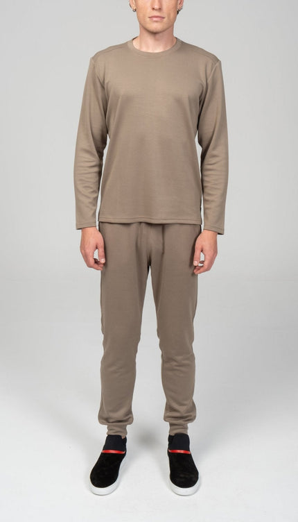 True Classic Long Sleeve Sweater - Dark Beige - Ron Tomson