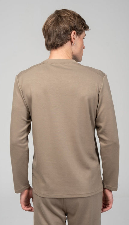 True Classic Long Sleeve Sweater - Dark Beige - Ron Tomson