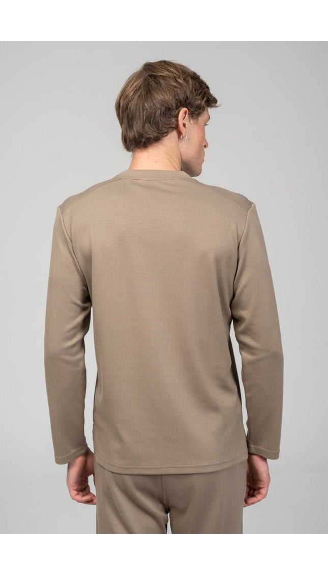 True Classic Long Sleeve Sweater - Dark Beige - Ron Tomson