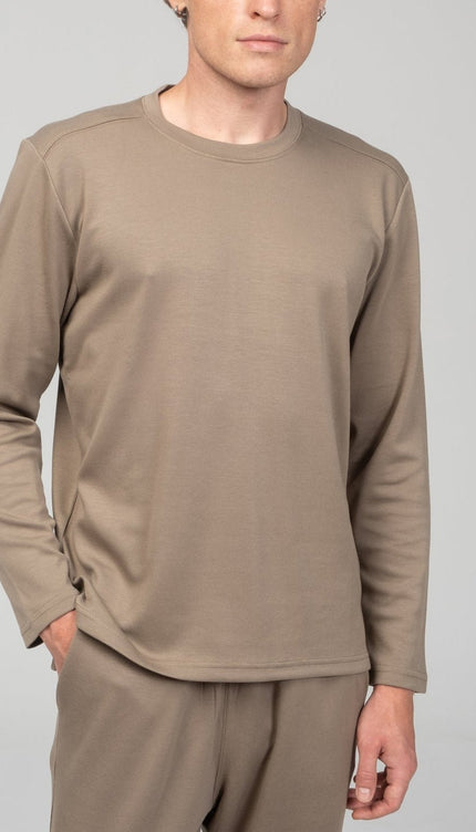 True Classic Long Sleeve Sweater - Dark Beige - Ron Tomson