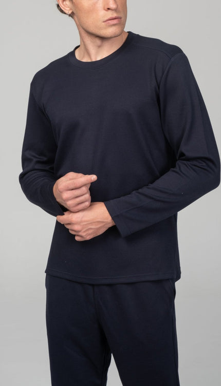 True Classic Long Sleeve Sweater - Navy - Ron Tomson