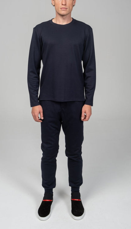 True Classic Long Sleeve Sweater - Navy - Ron Tomson