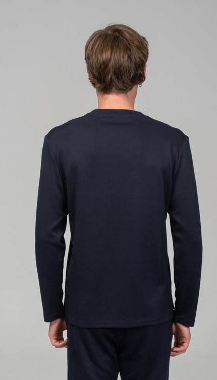 True Classic Long Sleeve Sweater - Navy - Ron Tomson