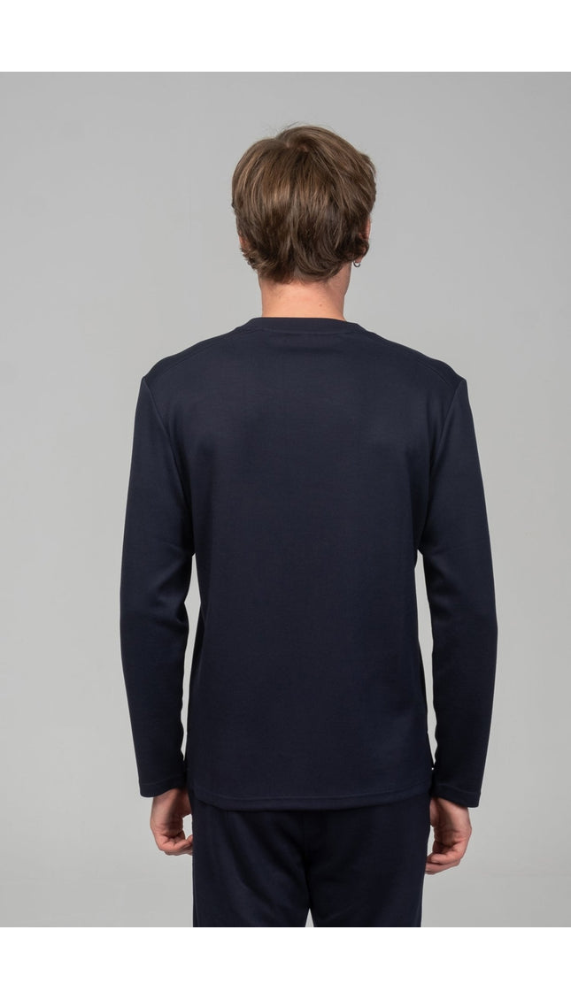 True Classic Long Sleeve Sweater - Navy - Ron Tomson