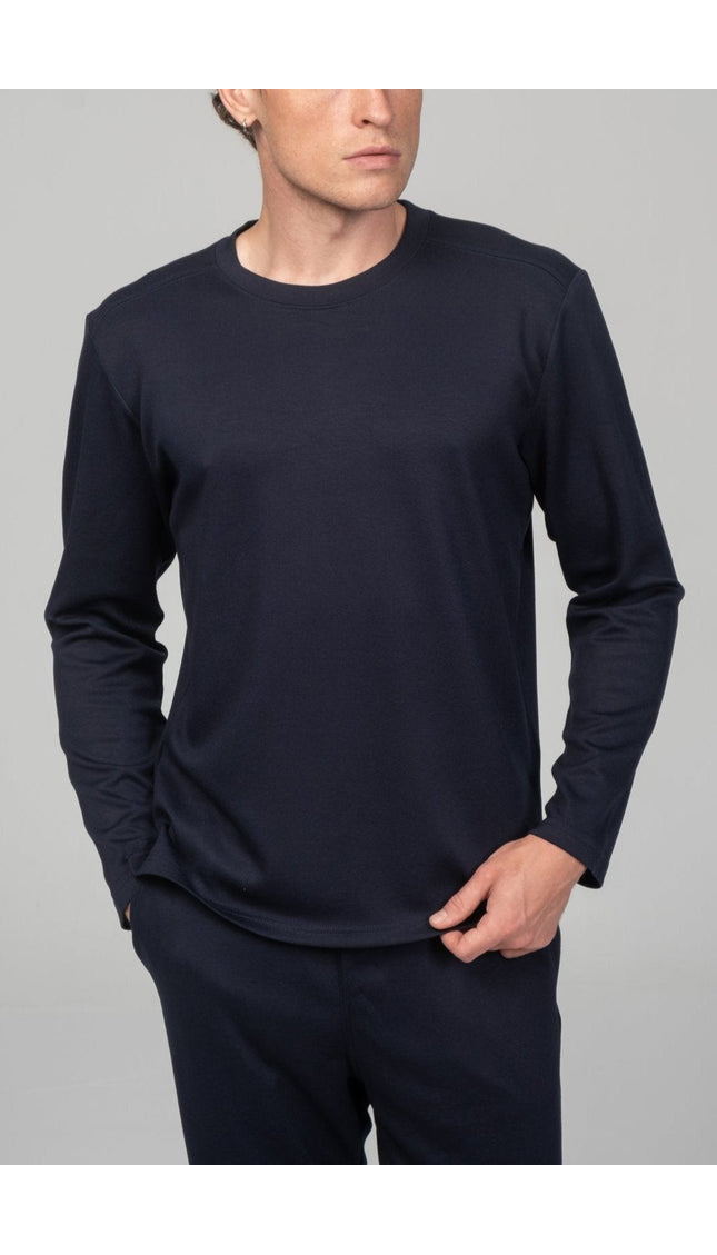 True Classic Long Sleeve Sweater - Navy - Ron Tomson