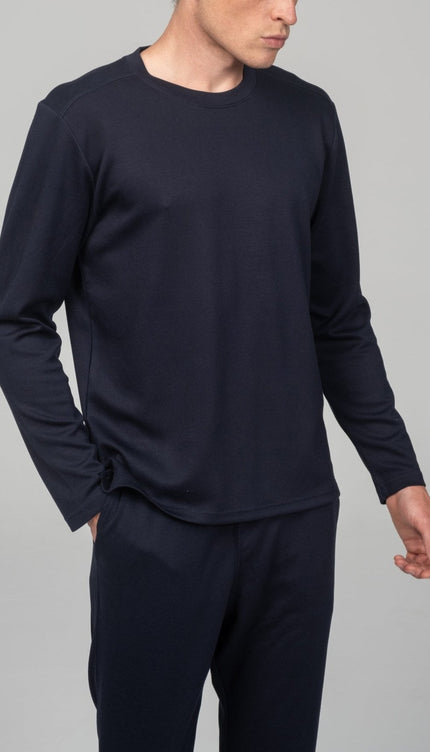 True Classic Long Sleeve Sweater - Navy - Ron Tomson