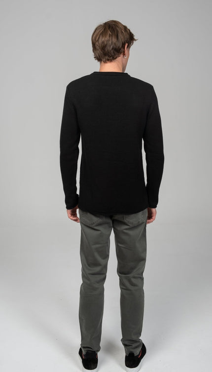 Tube Soft Pullover Sweater - Black - Ron Tomson