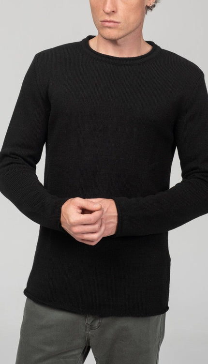 Tube Soft Pullover Sweater - Black - Ron Tomson