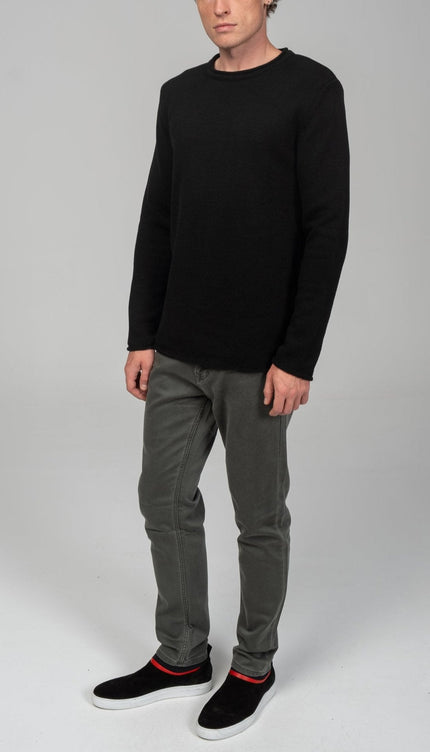 Tube Soft Pullover Sweater - Black - Ron Tomson