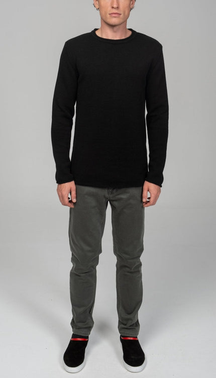 Tube Soft Pullover Sweater - Black - Ron Tomson