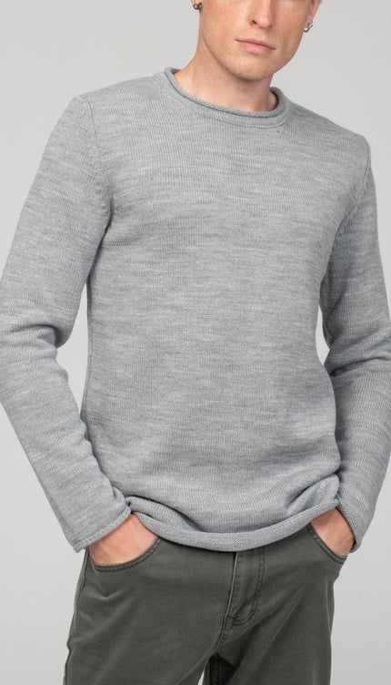 Tube Soft Pullover Sweater - Grey - Ron Tomson