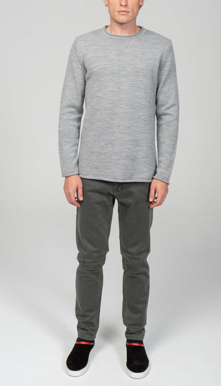 Tube Soft Pullover Sweater - Grey - Ron Tomson