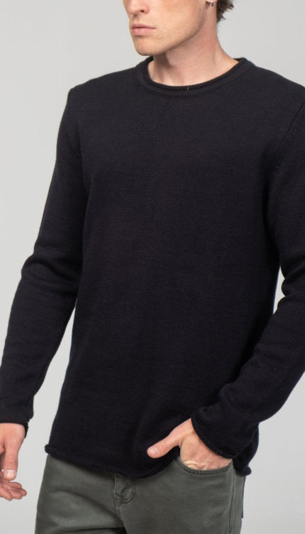 Tube Soft Pullover Sweater - Navy - Ron Tomson