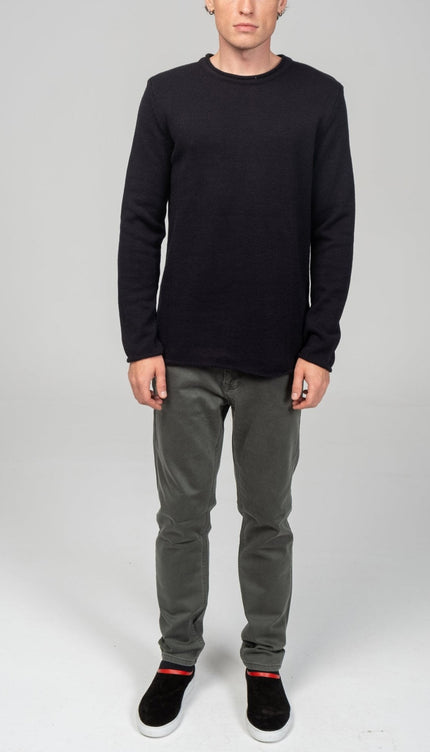 Tube Soft Pullover Sweater - Navy - Ron Tomson