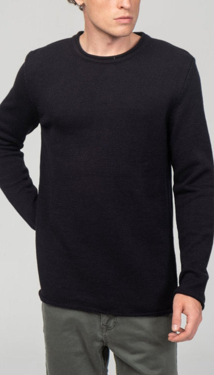 Tube Soft Pullover Sweater - Navy - Ron Tomson