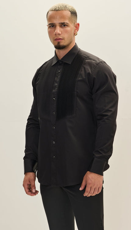 Tuxedo Shirt - Black - Ron Tomson