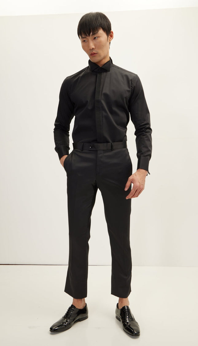 Tuxedo Shirt - Black - Ron Tomson